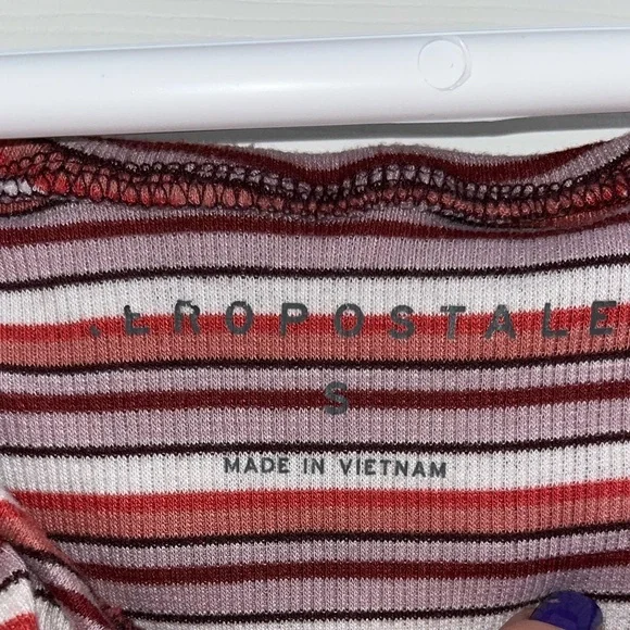 AEROPOSTALE Striped V-Wire Off-The-Shoulder Fit & Flare Mini Dress Size Small - Picture 11 of 12